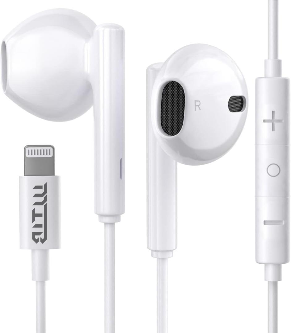 Wired Headphones for iPhone Earbuds with Lightning Connector Earphones Built-in Microphone & Volume Control Headsets Compatible with iPhone 14/14Pro/12/12Pro/13Pro/11/XS Max/XR/XS/X/SE/8P, 1Pack
