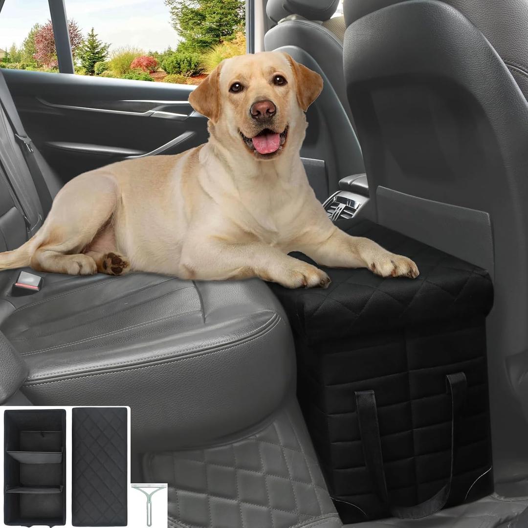 GJEASE Car Back Seat Extender for Large Dogs up to 200lbs,Dog Car Back & Front Seat Extender with Storage,Pets Can to Have The Whole Front/Back Seat to Stretch Out and Nap On Trips