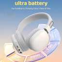 awatrue Kids Bluetooth Headphones, Over-Ear Wireless Headphones with Microphone, Safe-Volume 85dBA, Bluetooth 5.4, Foldable Lightweight and Comfortable, 50H Playtime, USB-C Charging, White
