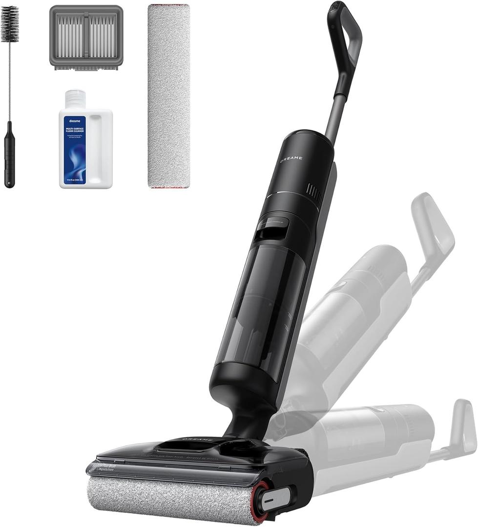 DREAME H12 Pro FlexReach Wet Dry Vacuum Cleaner, 0 Tangle Cordless Vacuum Mop All-in-One for Hard Floors, 180 Lie-Flat Floor Cleaner Machine with 194F Hot Self-Cleaning, 50Mins Runtime