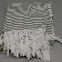 Awellife Boho Sage Green Shower Curtain for Bathroom Stripe Tassel Shower Curtain 72 X 72 Inches Farmhouse Cotton