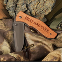 Best Dad Ever Folding Pocket Knife - (Wood Handle)