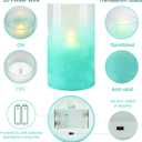 Crystal Club Flickering Flameless Candles with Timer, Real Wax Glass Effect Sandblast Candles, Battery Operated Ocean Theme LED Candles with Remote for Bathroom, Bedroom, Table Decoration