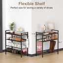 Refrze Shoe Rack for Front Door Entrance, 4 Tier Height-Adjustable Metal Shoe Rack, Sturdy Wooden Top and Tiltable Steel Frame Heavy Duty Shoe Organizer for Bathroom,Bedroom,KitchenInclude Hook