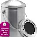 EPICA Countertop Compost Bin Kitchen | 1.3 Gallon | Odorless Composting Bin with Carbon Filters | Indoor Compost Bin with Lid | Stainless Steel Kitchen Composter for Food Scraps & Waste Recycling (Silver)