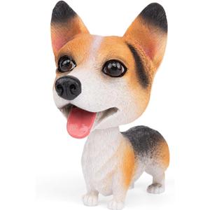 Bobble Head Dogs Car Dash Ornament Resin Cute Shaking Head Dog Figurine Nodding Puppy Decoration for Car Interior, Home & Office Desktop (Corgi Black)