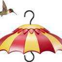 Bird Feeder Baffle 14" with Ant Moat, Beserie Large Bird Feeder Rain Guard Cover with Ant Guard & Shepherd Hooks, Attract Hummingbirds & Anti Squirrel/Sun/Rain/Snow/Ants (Red-Yellow, 14 inches, 35cm)