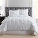 TRULY SOFT Pleated Duvet Set White Polyester 2-Piece Twin XL Duvet Set, Solid Color Themed, for Men and Women, Oeko-TEX Certified Confidence