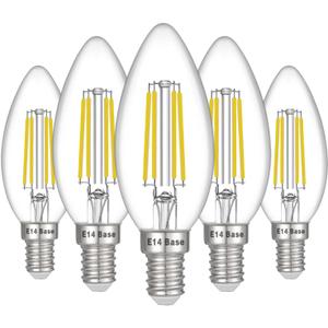 E14 LED Bulb Dimmable, 40W Equivalent, Filament Clear Glass, 4W 400LM, Daylight 5000K, E14 European Base Light Bulbs, Pack of 5