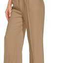 FUNYYZO Wide Leg Pants Women's High Elastic Waisted in The Back Business Work Trousers Long Straight Suit Pants Large Khaki 