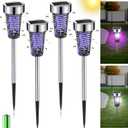 Qualirey 4 Pack Solar Bug Zapper Mosquito for Outdoor Waterproof LED Light Outside Mosquito Repellent Killer Bug Zapper for Indoor Outdoor Patio Yard
