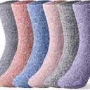 Geyoga 6 Pairs Fuzzy Socks Women Soft Fluffy Cozy Slipper Winter Warm Microfiber Plush Sleeping Socks Gifts for Valentines