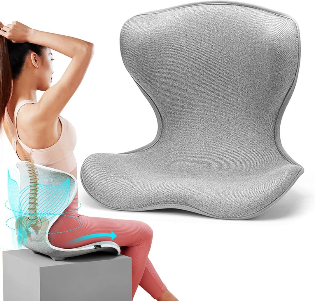 Ergonomic Back Cushion for Lower Pain Relief, Lumbar Support for Office Chair Back Support for Computer Chairs, Gaming,Home - Working, Improve Posture, Floor Seat,Meditation Chair. (Gray)