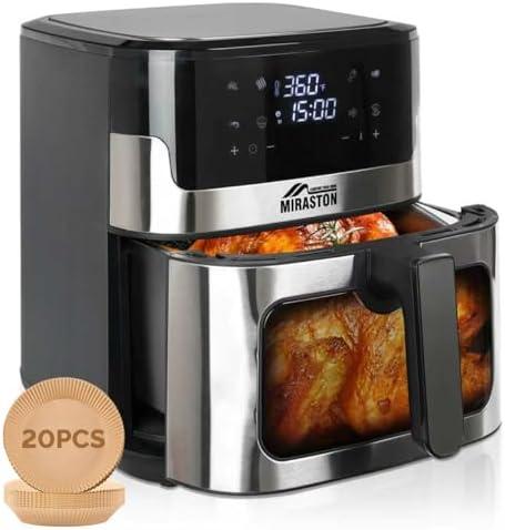 Amazon.com: MIRASTON 8.5Qt Air Fryer, upgraded large capacity suitable for 5-6 people, Smart touch screen for easy operation with 8 preset functions, non-stick coating for easy cleaning, 304 Stainless Steel : Home & Kitchen