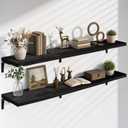 2-Pack Floating Shelves, 72 inch, Rustic Black | Wall Mounted, 12 deep floating shelves, Rustic Black Finish, Heavy Duty Storage, Easy Installation, 2T72IN