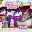 Crayola Scribble Scrubbies Glam Pack (4 Pets), Holiday for Kids, Washable Pet Care Toy, Coloring Animal Craft, Stocking Stuffer Toys for Girls & Boys, 3+