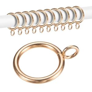 M METERXITY 10-Pack Curtain Ring with Eyelet 1 Inch ID Fits Up to 3/4 Inch Curtain Rod Gold Metal Drapery Rings for Sliding Window Bathroom Door Shower Rod