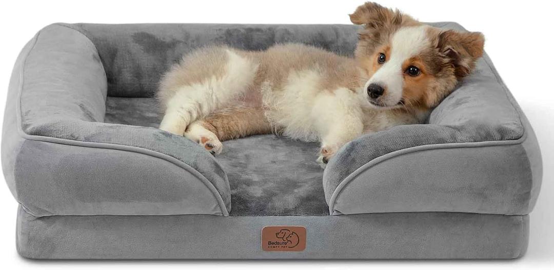 Bedsure Orthopedic Dog Bed Medium Size Dogs - Washable Medium Dog Bed Waterproof, Comfort Pet Couch with Washable Removable Cover, Supportive Foam Pets Sofa with Nonskid Bottom, Grey (28.0"L x 23.0"W x 6.5"Th)