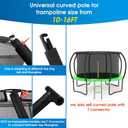 2 Sets Universal Trampoline Replacement Curved Net Pole, Curved Poles Kit for 10-16ft Frame, with Plastic Tube Cap, Mounting Hardware, Foam Cover Padding
