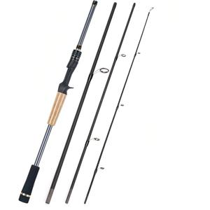 4-Piece Travel Baitcasting Rod – Portable Ultralight Lure Fishing Rod, ML Action, Short Pack Length, Cork Handle, Ceramic Guides for Freshwater & Saltwater, Standard
