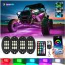 4Pods Aluminum RGBW LED Rock Lights Kit for ATV UTV 4 Wheeler Can-Am SXS RZR Side by Side Offroad Golf Cart with APP/RF Remote,Multicolor Metal Case Waterproof Bright Underglow Underbody Light 12V