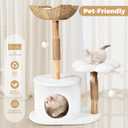 Easyego Modern Cat Tree, 36.6" Aesthetic Wood Cat Tree Tower for Large Cats, Luxury Cat Condo with Scratching Posts and Flower Platforms, Cat Furniture, White