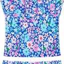 Girls Tankini Swimsuit UPF50+ Ruffle 2 Piece Bathing Suit Full Coverage Kids Swimwear, 2-3T