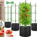 Legigo 4 Pack Tomato Cages with 10 Gallon Grow Bags- 48 Inch Tomato Trellis Planter Plant Support Stakes, Tomato Plant Cage Garden Trellis for Vertical Climbing Plants Vegetables Flowers Fruits