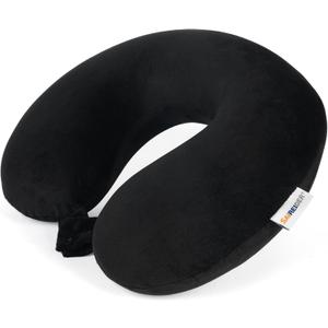 SAIREIDER Travel Pillow 100% Pure Memory Foam Travel Neck Pillow, Airplane Pillow for TravelingCarHomeOfficeWashable CoverBlack
