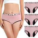 Carer Women's Modal Incontinence Underwear, Pink, Large | 140ml Moderate-to-Heavy Absorbency, 5-Layer Front & Back Leak Protect, Soft & Breathable, Leopard Print, Washable & Reusable (Pink) L