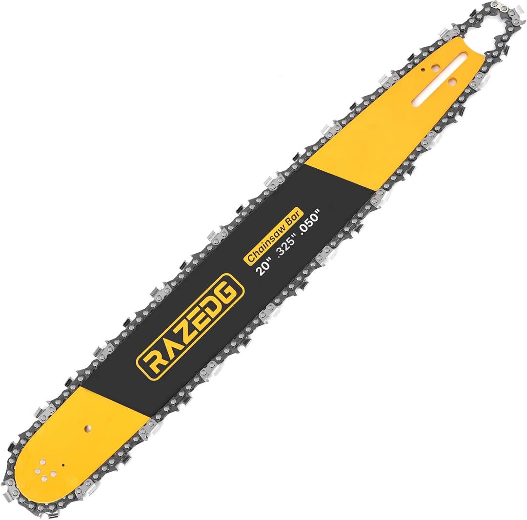 20 Inch Chainsaw Bar and Carbide Chain Combo, .325" Pitch, 050" Gauge, 78 Drive Links Fits Echo CS-490/440, Craftsman S205/CMXGSAMY462S, PP4620AVX, Milwaukee M18 FUEL and More