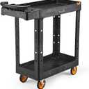 ELAFROS 2-Tier Utility Cart with Deep Shelves, Ergonomic Handle, 5" All-Swivel Wheels (2 with Brakes), Heavy Duty Rolling Cart Holds 550 lbs, 41.3 x 16.8 x 40.9 in