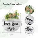 Lineshading Farmhouse Front Door Sign 11.8 Inch Round Wood Porch Decor Love You Bye Rustic Wreath Wall Hanging All Seasons Entryway Home Decoration(White)
