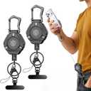 Oaridey Magnetic Anti Theft Phone Strap, Retractable Steel Cell Phone Lanyard with Heavy Duty Carabiner and 360° Metal Phone Tether Tab For Skiing, Hiking, Fishing, Concert and Traveling, 2 Packs, One Size