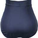 COCOPEAR Women's Ruched High Waisted Bikini Bottom Retro Vintage Swim Short Tankinis (Blue, M)