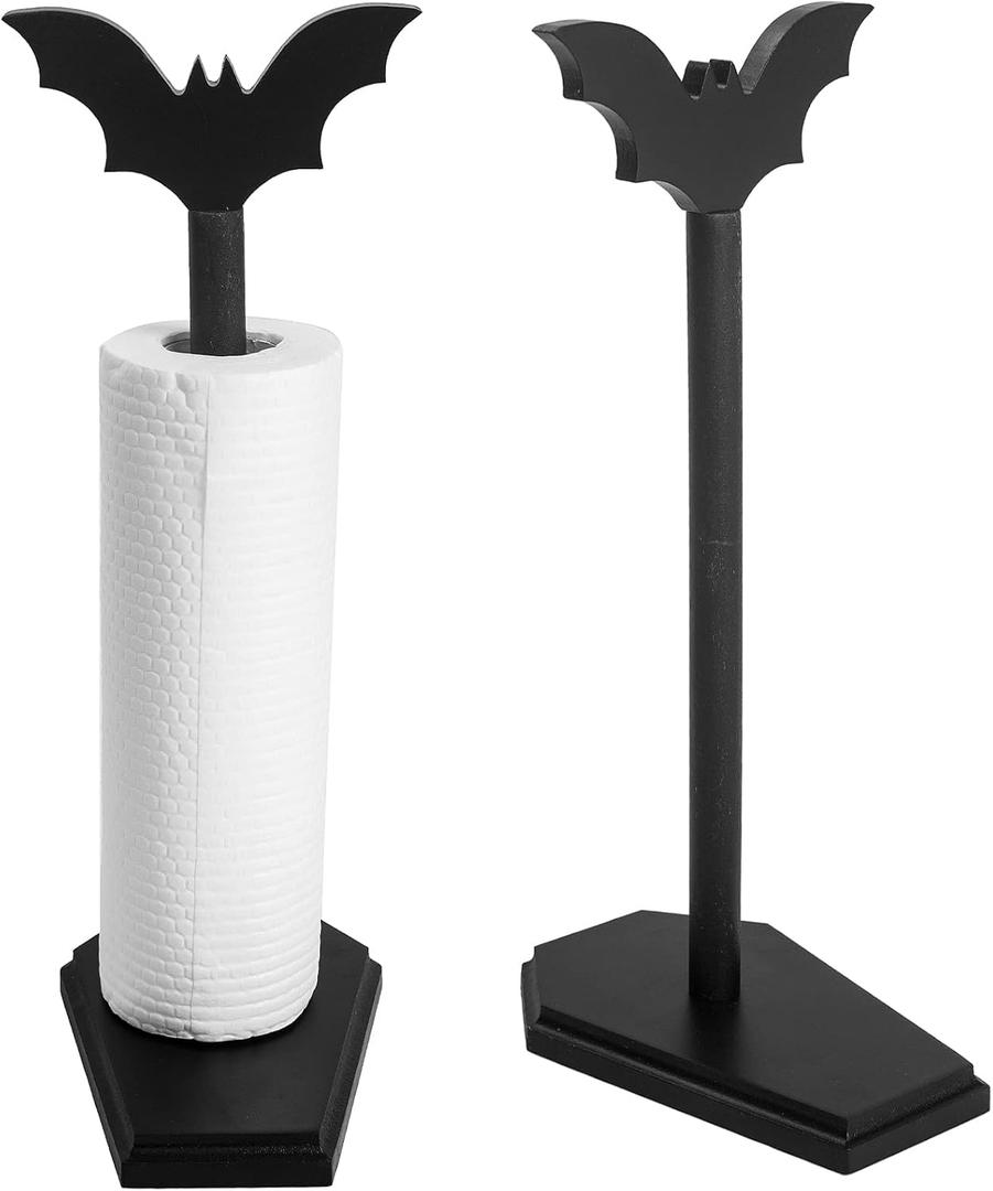 Bat Paper Towel Holder - Halloween Decor for Kitchen and Bathroom - Gothic Home Decor for Oddities and Curiosities - Goth Accessories for Countertop Stand - Witchy Gifts for Women