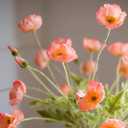 DUYONE Artificial Flowers 6 Stems Poppy Silk Bouquet,for Wedding, Home, Party Decoration,Table Centerpiece Arrangement(Orange Pink 6pcs)