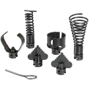 7-Piece Drain Auger Attachment Set for 1-3/16"(30MM) 4"-8"Pipes (Root Cutter, Butter Cutter & Spring Key) – Compatible with 1-1/4”, 1-1/2” & 6/5” Drain Cleaning Machines