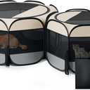 Cat Playpen, 60"x 24" Large Portable Puppy Playpen, 2-Room Foldable Dog Playpen for Indoor Outdoor Dogs, Cats, Small Animals with Carrying Case