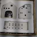 Sunlit Ceramic Christmas Village Sets of 3 Houses with 3 Tea Lights & 3 Frosted Trees, Christmas Decorations Indoor, Xmas Holiday Farmhouse Vintage Rustic Decor for Tabletop Mantle, Matte Beige