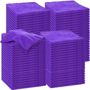 Nuenen Microfiber Cleaning Cloths for Cars 16 x 16 Inch Ultra Absorbent Car Towels Drying Reusable Cleaning Supplies House Kitchen Window Microfiber Towel(Purple,60 Pcs), Small