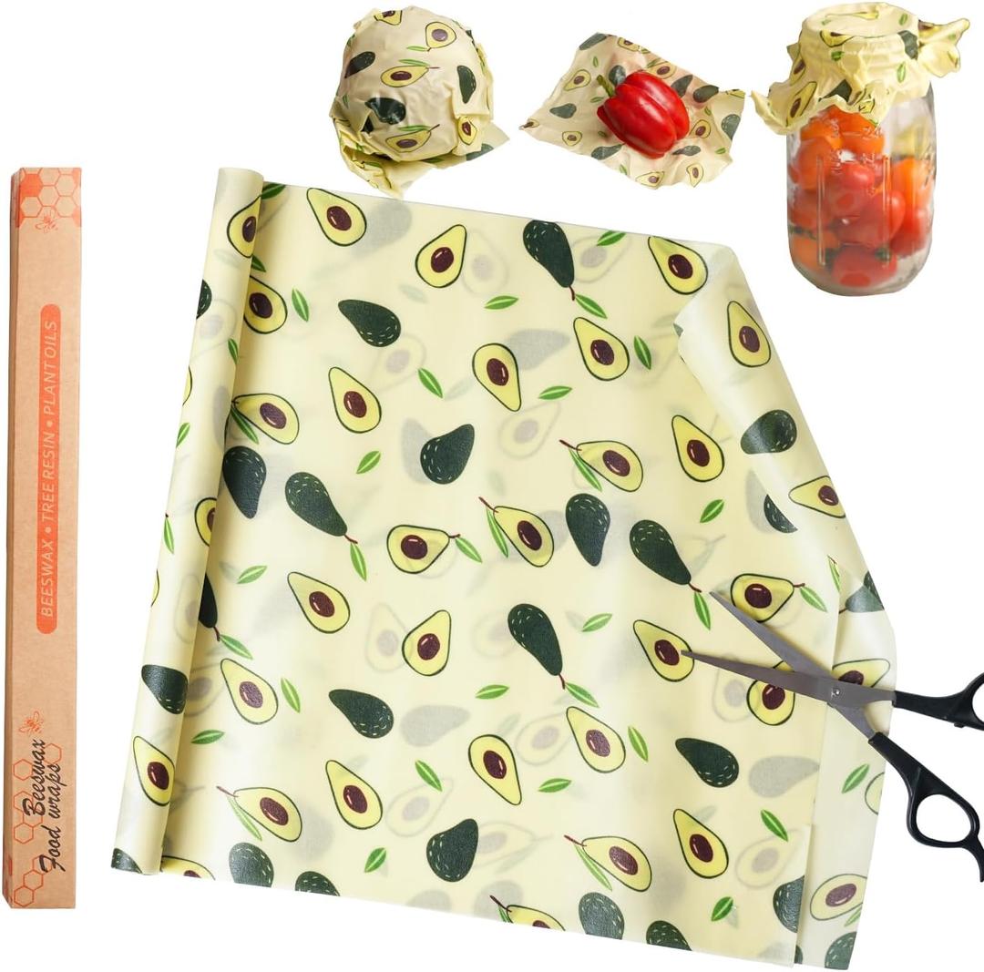 Beeswax Wrap ROLL (13" x 40") - Cut-to-Size Reusable Food Wraps, DIY Customizable Beeswax Food Wrap for Bread, Sandwiches & Bowls, Eco Friendly Sustainable Zero Waste Plastic Free Storage (Fresh Avocado)