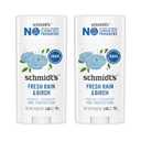 Schmidt's Aluminum-Free Vegan Deodorant Fresh Rain & Birch with 24 Hour Odor Protection, 2 Count for Women and Men, Natural Ingredients, Cruelty-Free, 2.65 oz