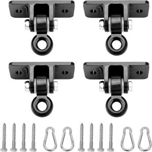 BETOOLL Heavy Duty Swing Hangers Swing Set Hardware Playground Porch Yoga Seat Trapeze Wooden Sets Indoor Outdoor Set Black of 4 (Black 4pcs)