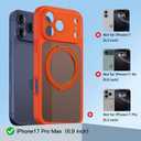 Magnetic for iPhone 17 Pro Max Case 2 x Screen Protector Compatible with MagSafe Translucent Matte Military Grade 17FT Drop Shockproof Full Camera Protection 360 Spin Stand Phone Cover Orange