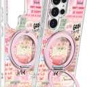 for Samsung Galaxy S26 Ultra Case with Stand - Cute Soft TPU Clear Phone Cover for Women Girls Compatible with Magsafe Girly Unique Design with Magnetic Ring for S26 Ultra, Collage