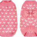 Dxhycc Dog Knitted Sweater Dog Heart Sweater Puppy Sweater Warm Soft Pet Holiday Clothes for Medium Cats and Dogs (Pink, M)