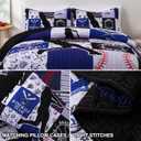 Meeting Story 3Pcs Full Size Quilt Bedspread Kids Teens Sport Baseball Patchwork Blue White Boys Multicolor Bedding Set(Blue,Full)