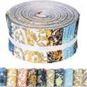 50Pcs William Morris Floral Jelly Fabric Strips Roll for Quilting Crafting Spring Summer Floral Precut Patchwork for Sewing DIY Crafts 2.55 Inch Polyester Fabric Bundles