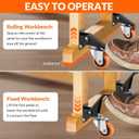 Caster Wheels, 2.5 Inch Workbench Casters Set of 8 Heavy Duty - 600 Lbs Capacity Retractable Swivel Castors with No Noise Polyurethane Wheels, Easy to Install for Tables Legs, Work Bench & Tool Carts